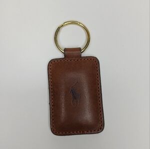 Vintage Polo by Ralph Lauren Leather Logo Fob Keychain